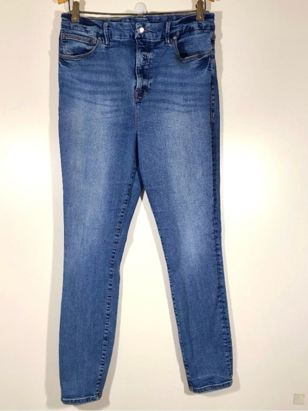 Good American women's high waist skinny blue jeans with stretch size 15